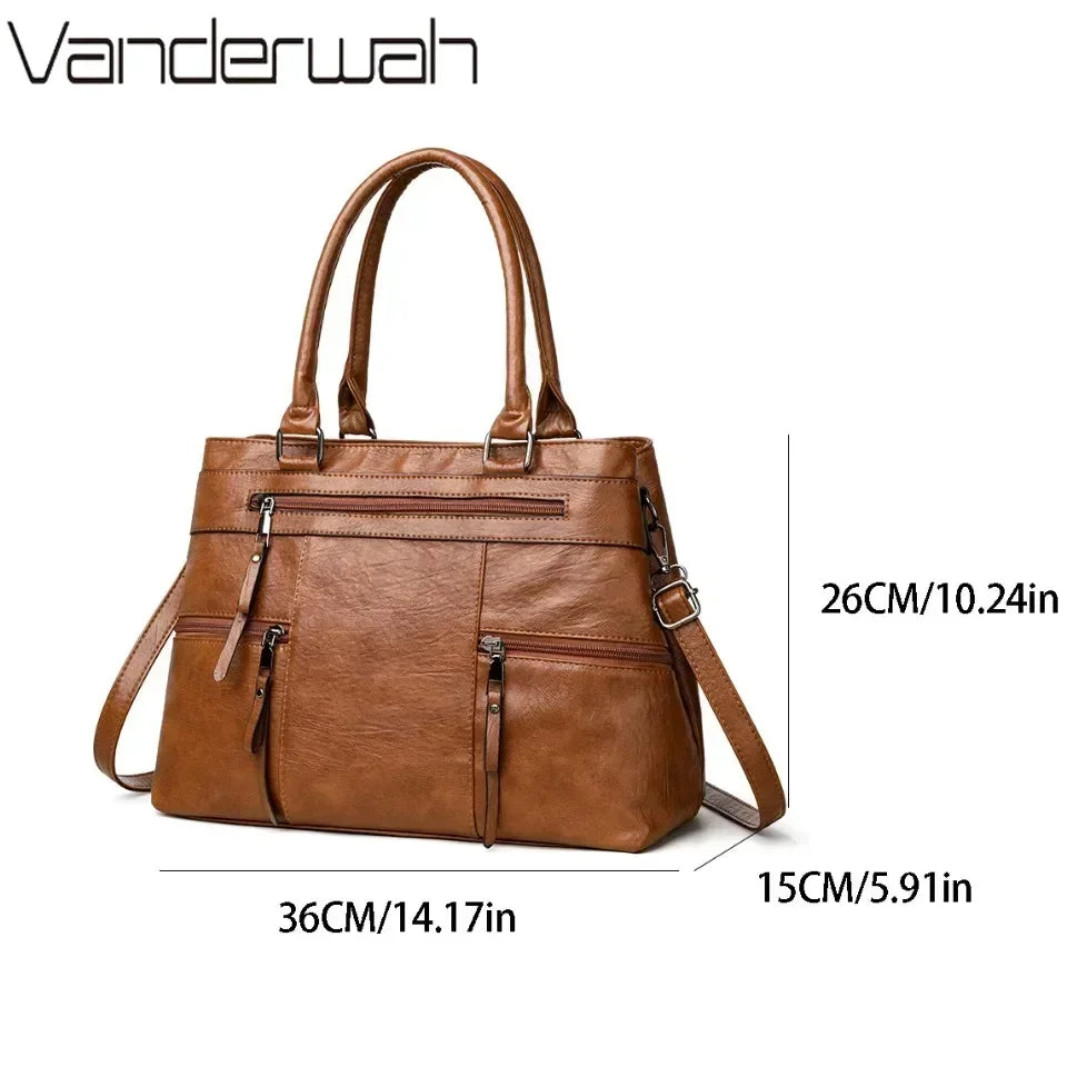 Classic Synthetic Leather Tote Handbag – Elegant & Functional Design