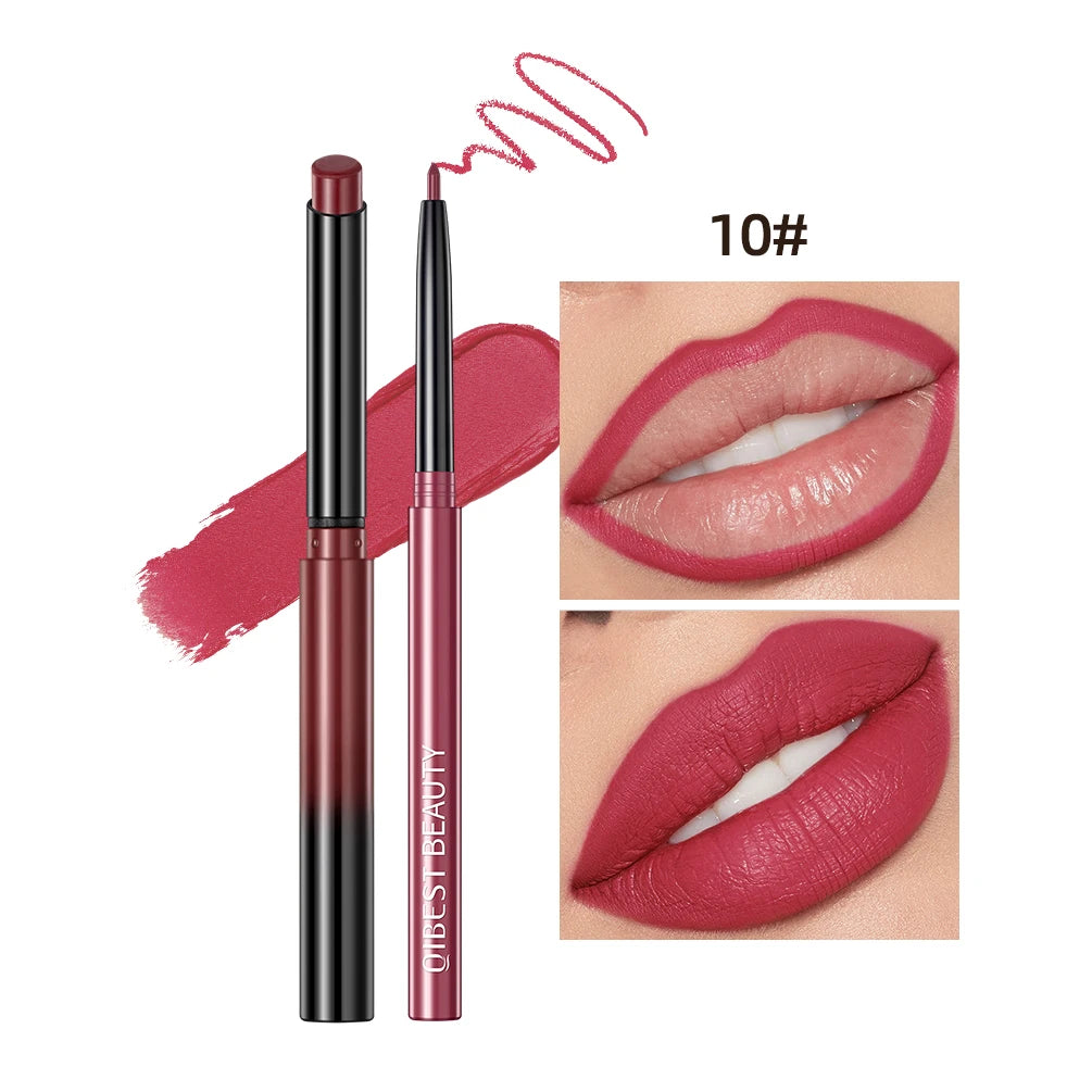 2pcs Lipstick Lipliner Pen Set Matte Waterproof Lip Liner Pencil Contour Makeup Sexy Red Lip Stick Long Lasting Cosmetics Beauty