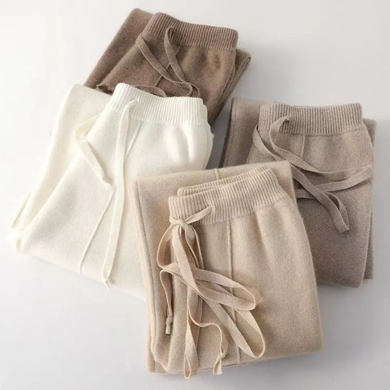 Beige Knit Loungewear Set – Hoodie & Wide-Leg Pants