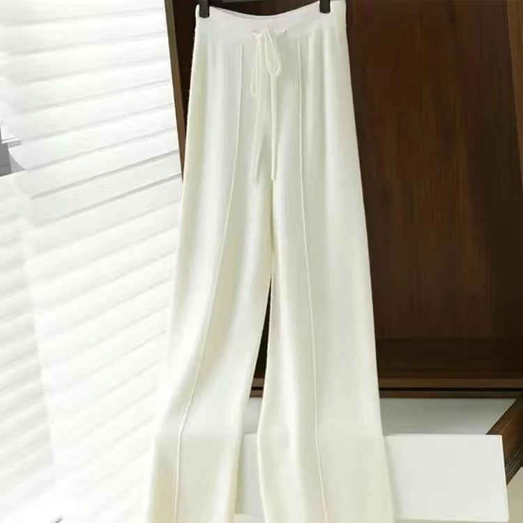 Beige Knit Loungewear Set – Hoodie & Wide-Leg Pants