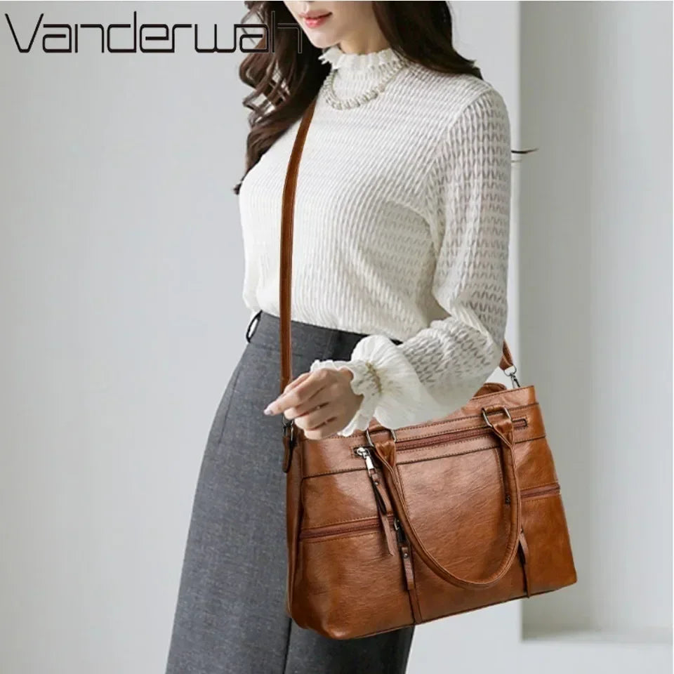 Classic Synthetic Leather Tote Handbag – Elegant & Functional Design