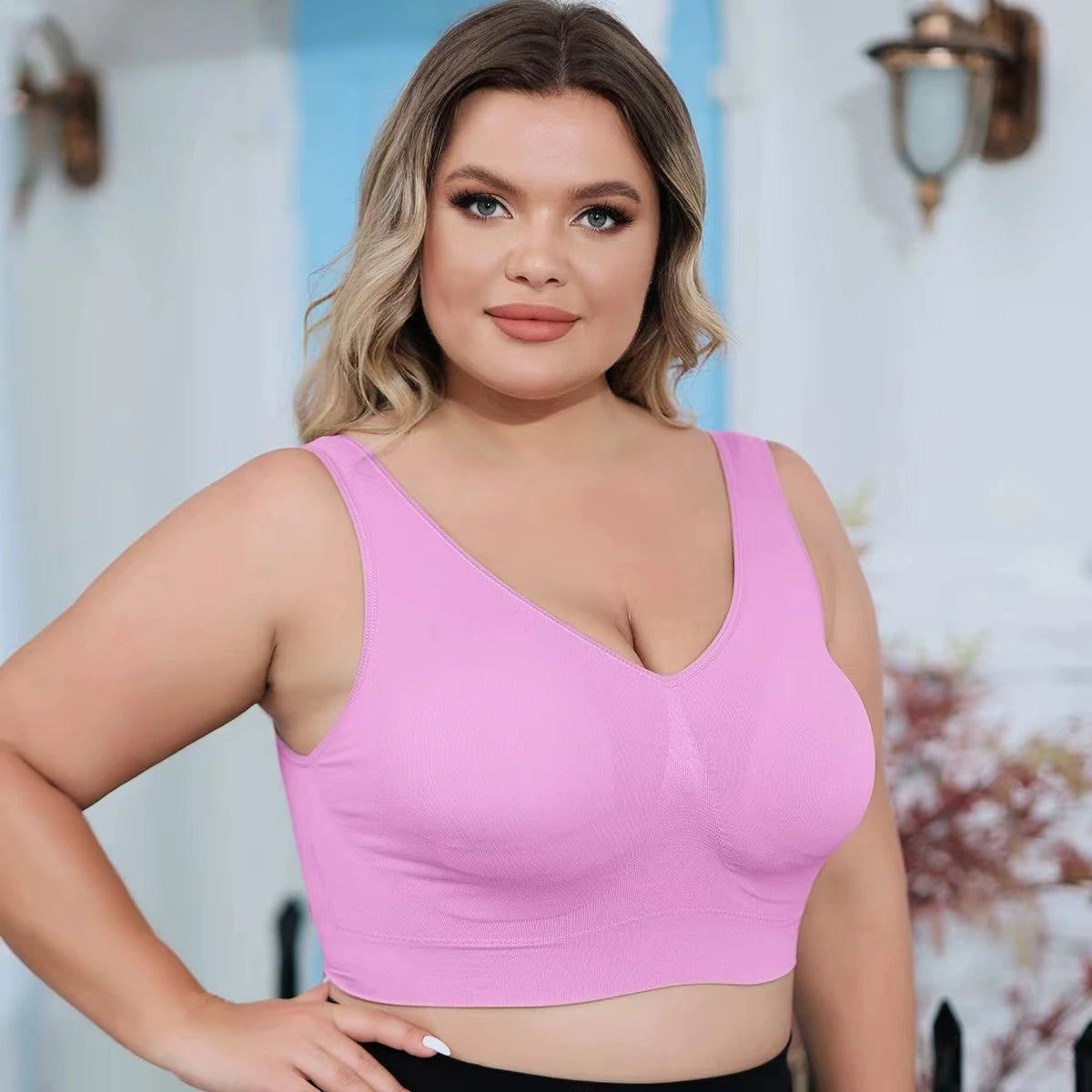 Plus Size Seamless Shaping Bra Top – Beige Comfort Fit
