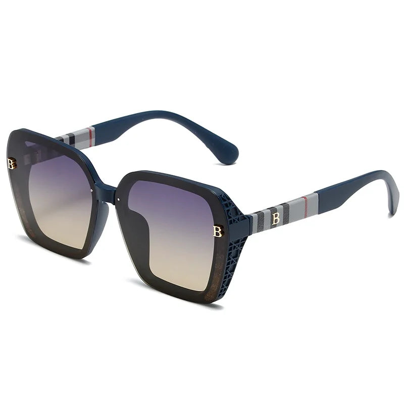 2025 new letter plaid glasses legs polarized high definition sunglasses women's light luxury high quality large frame sunglasses