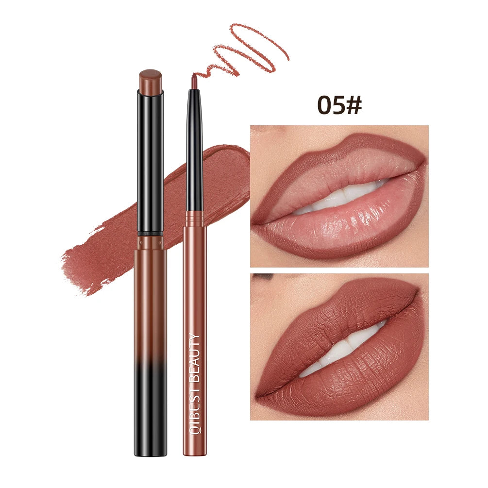 2pcs Lipstick Lipliner Pen Set Matte Waterproof Lip Liner Pencil Contour Makeup Sexy Red Lip Stick Long Lasting Cosmetics Beauty