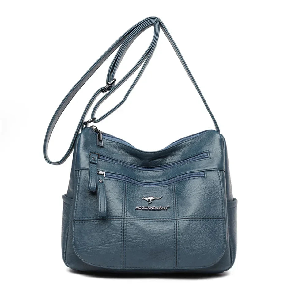 Casual Blue Crossbody Shoulder Bag – Soft Faux Leather by Vanderwah