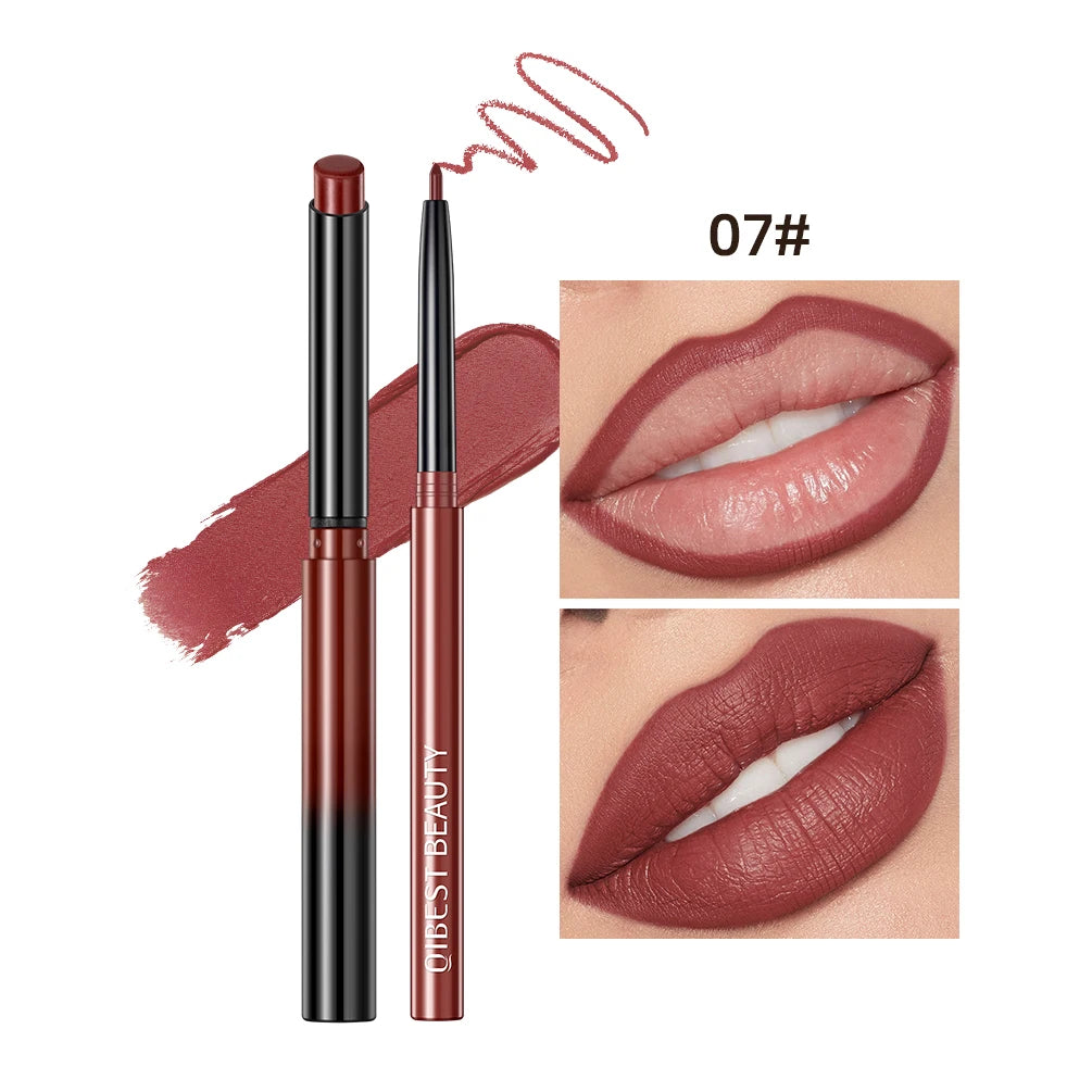 2pcs Lipstick Lipliner Pen Set Matte Waterproof Lip Liner Pencil Contour Makeup Sexy Red Lip Stick Long Lasting Cosmetics Beauty