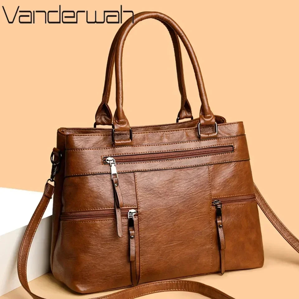 Classic Synthetic Leather Tote Handbag – Elegant & Functional Design