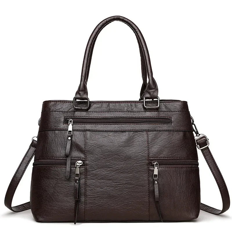 Classic Synthetic Leather Tote Handbag – Elegant & Functional Design