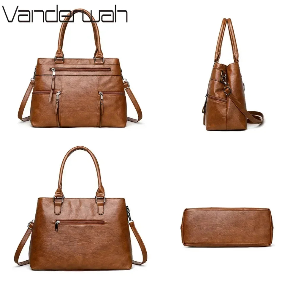 Classic Synthetic Leather Tote Handbag – Elegant & Functional Design