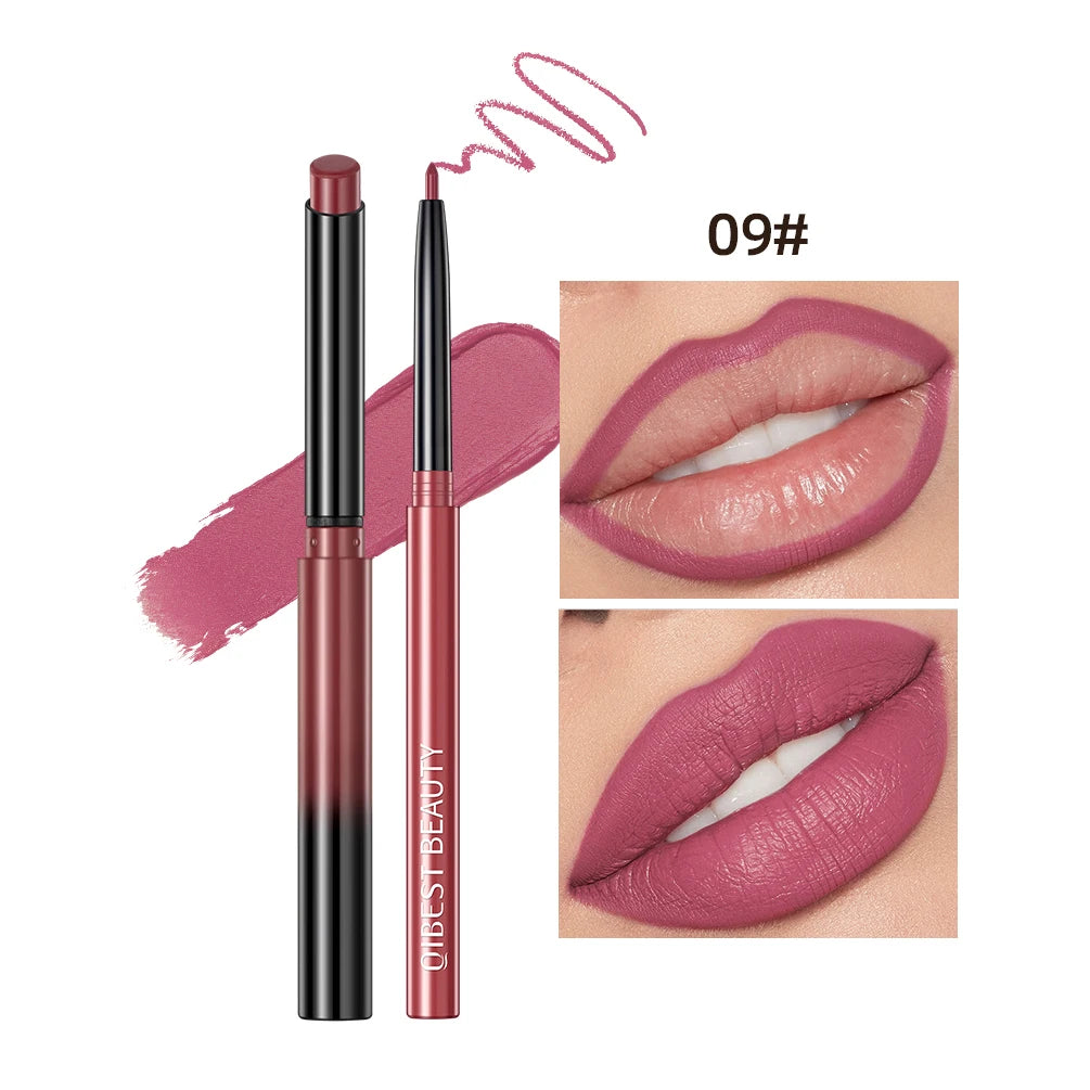 2pcs Lipstick Lipliner Pen Set Matte Waterproof Lip Liner Pencil Contour Makeup Sexy Red Lip Stick Long Lasting Cosmetics Beauty