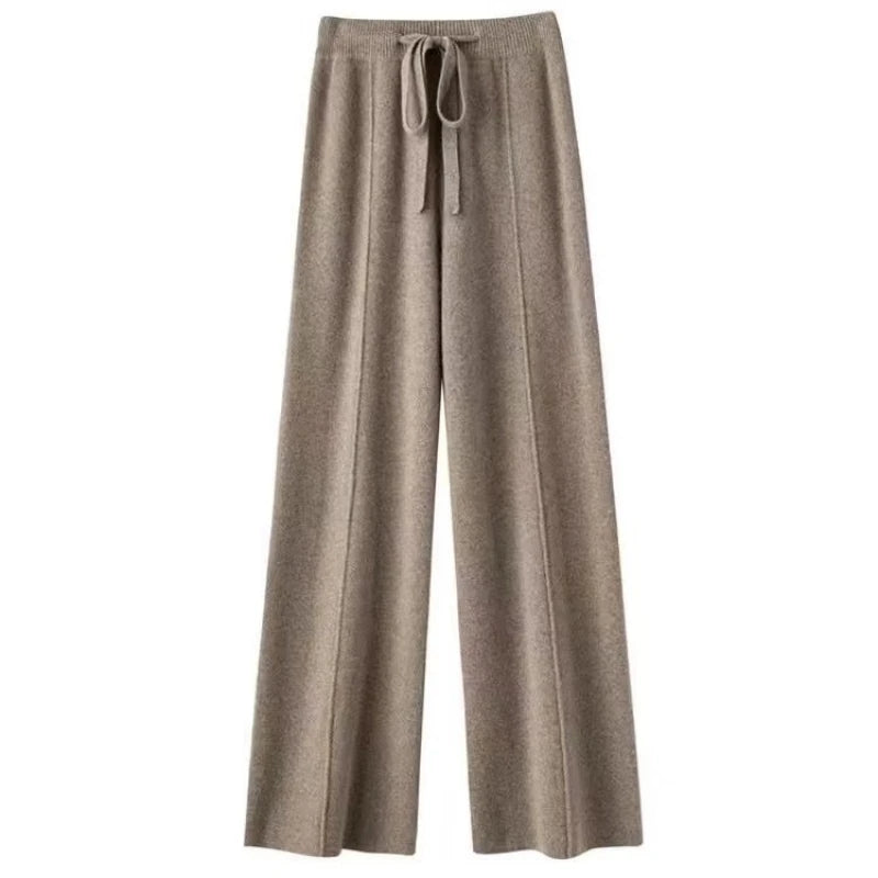 Beige Knit Loungewear Set – Hoodie & Wide-Leg Pants