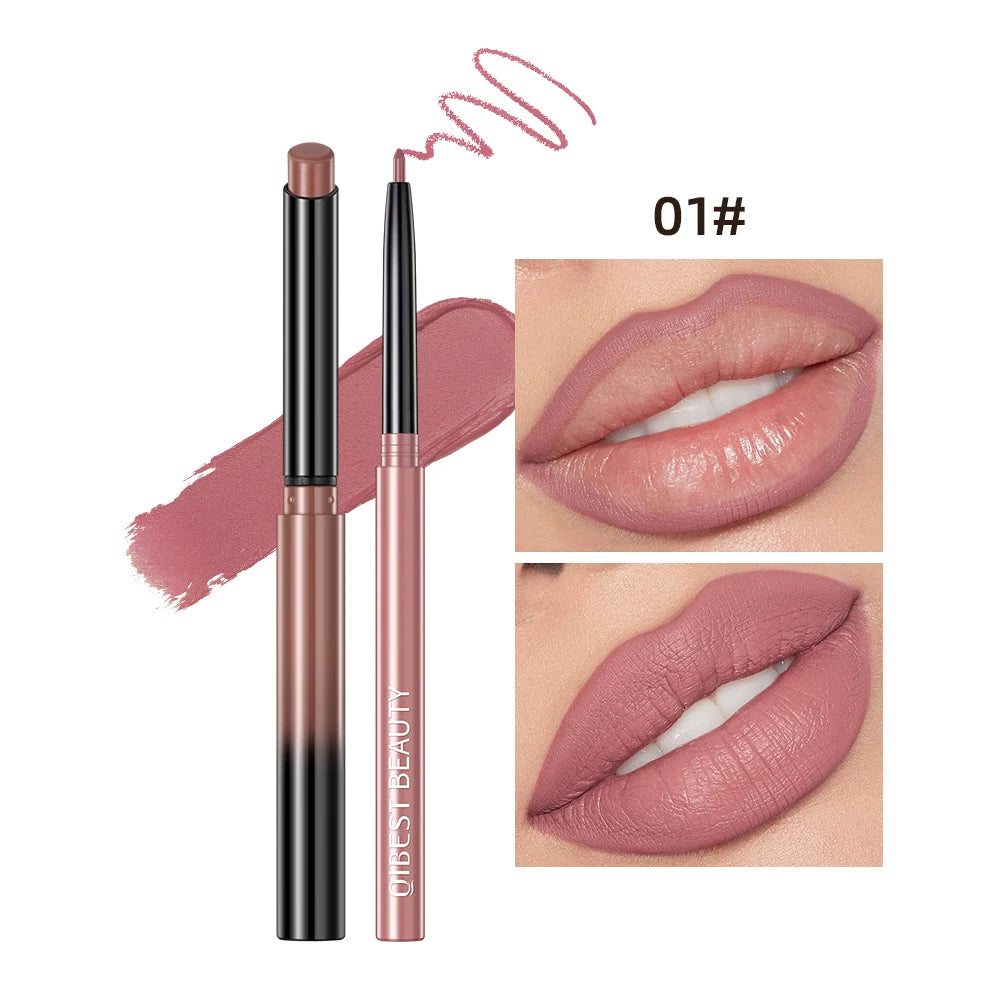 2pcs Lipstick Lipliner Pen Set Matte Waterproof Lip Liner Pencil Contour Makeup Sexy Red Lip Stick Long Lasting Cosmetics Beauty