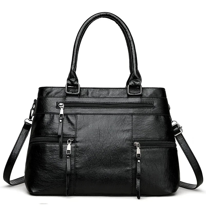 Classic Synthetic Leather Tote Handbag – Elegant & Functional Design
