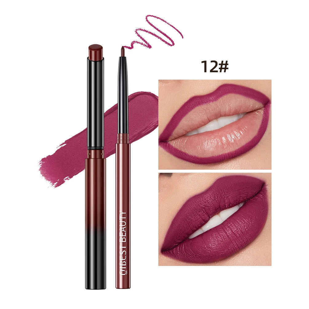 2pcs Lipstick Lipliner Pen Set Matte Waterproof Lip Liner Pencil Contour Makeup Sexy Red Lip Stick Long Lasting Cosmetics Beauty