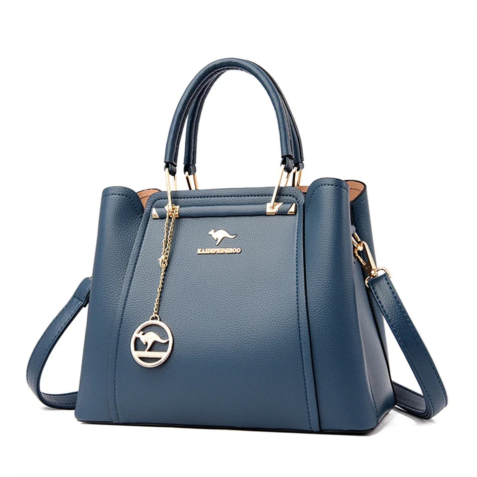 Elegant Black Structured Handbag – Gold Accent Tote by Vanderwah