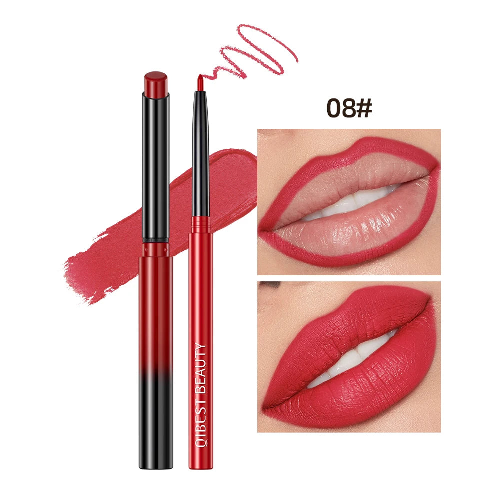 2pcs Lipstick Lipliner Pen Set Matte Waterproof Lip Liner Pencil Contour Makeup Sexy Red Lip Stick Long Lasting Cosmetics Beauty