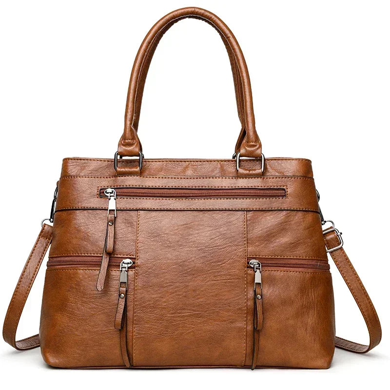 Classic Synthetic Leather Tote Handbag – Elegant & Functional Design