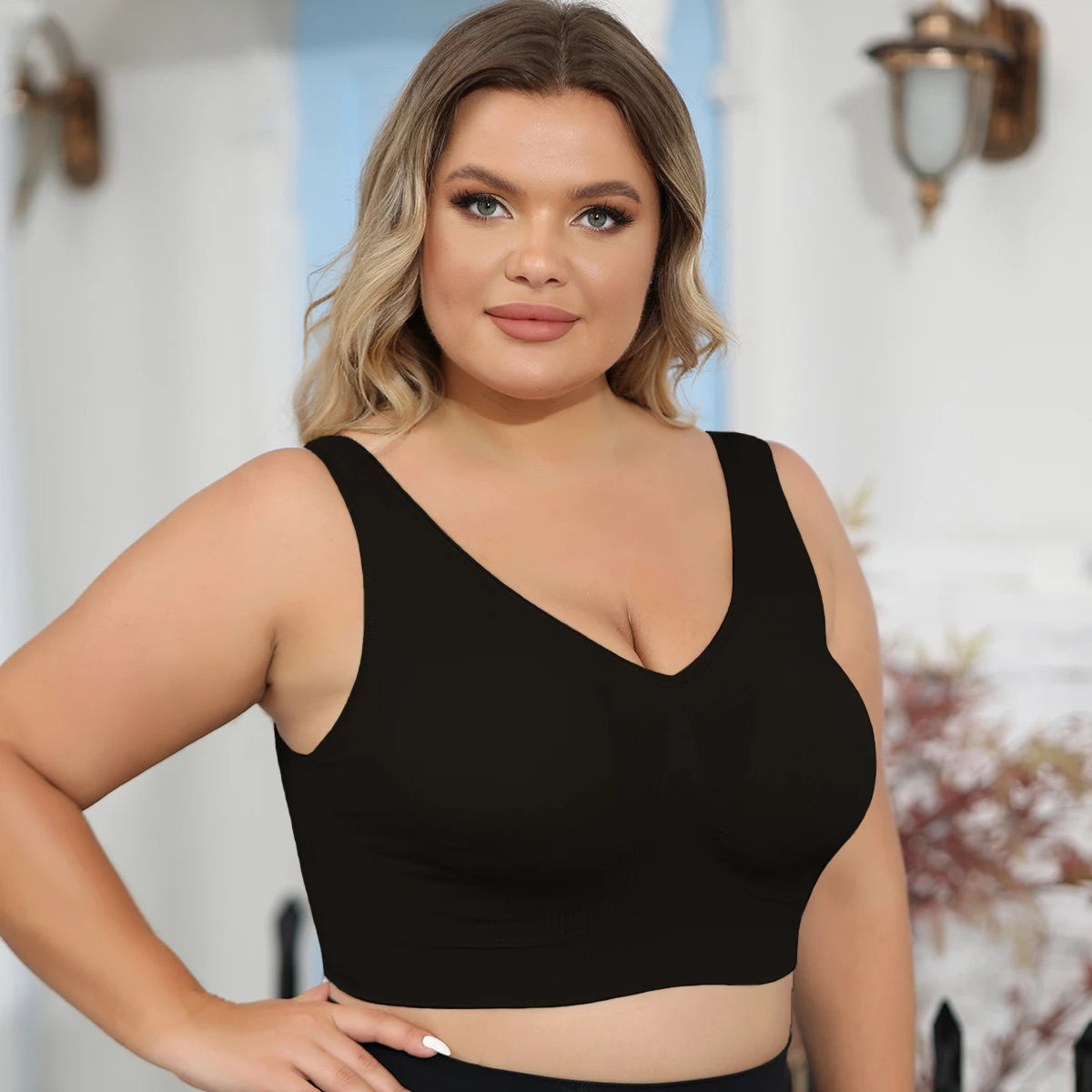 Plus Size Seamless Shaping Bra Top – Beige Comfort Fit