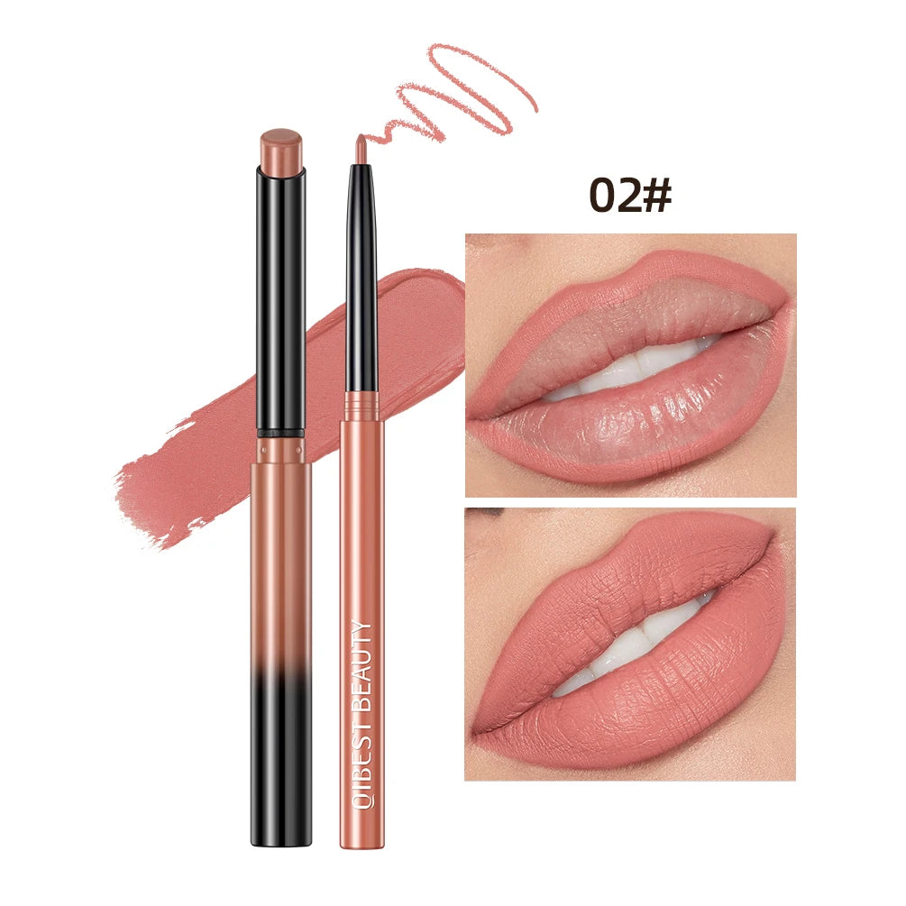 2pcs Lipstick Lipliner Pen Set Matte Waterproof Lip Liner Pencil Contour Makeup Sexy Red Lip Stick Long Lasting Cosmetics Beauty