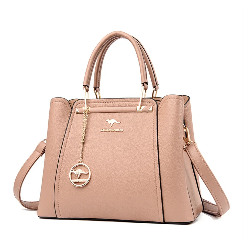 Elegant Black Structured Handbag – Gold Accent Tote by Vanderwah