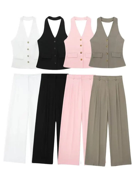 Beige Knit Loungewear Set – Hoodie & Wide-Leg Pants