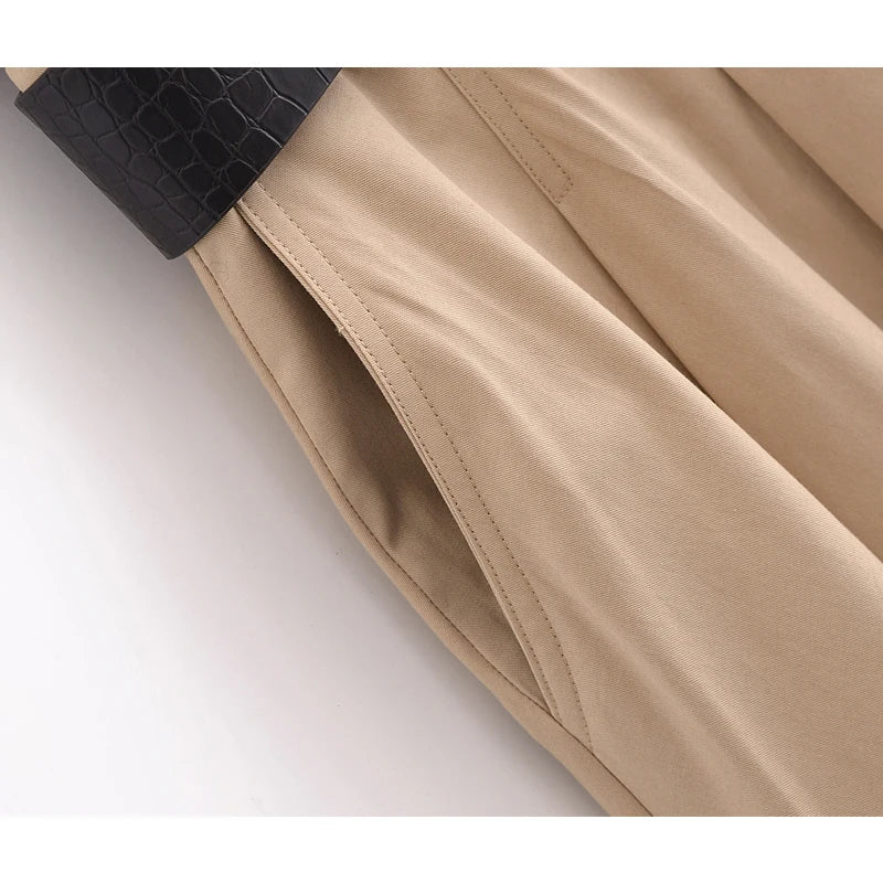 Sleeveless Black & Beige Pleated Midi Dress with Belt – Elegant Chic