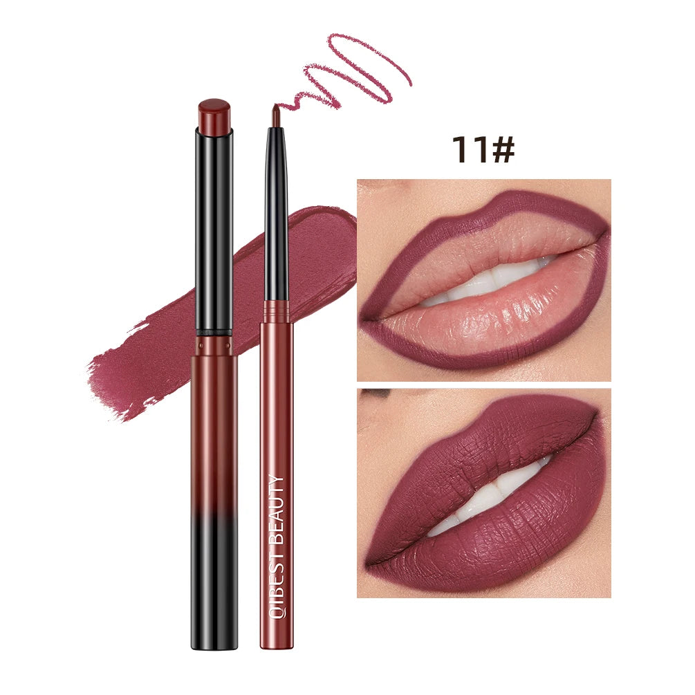 2pcs Lipstick Lipliner Pen Set Matte Waterproof Lip Liner Pencil Contour Makeup Sexy Red Lip Stick Long Lasting Cosmetics Beauty