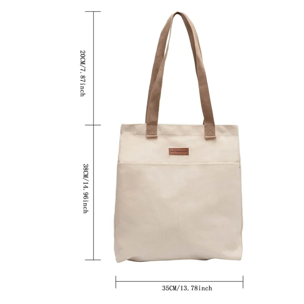 Canvas Tote Bag with Front Pockets – Minimalist & Eco-Friendly