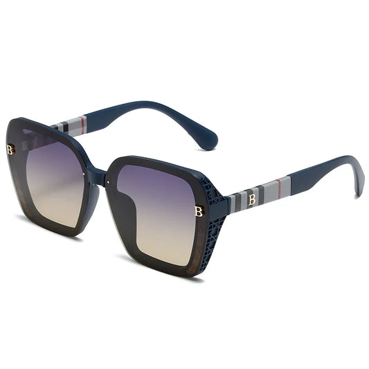 2025 new letter plaid glasses legs polarized high definition sunglasses women's light luxury high quality large frame sunglasses
