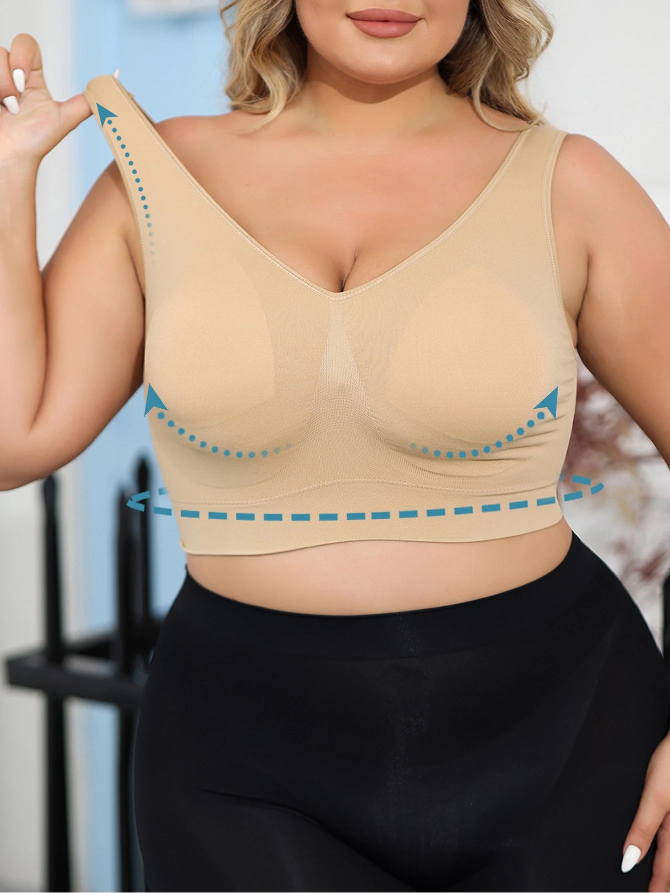 Plus Size Seamless Shaping Bra Top – Beige Comfort Fit