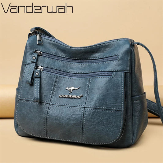 Casual Blue Crossbody Shoulder Bag – Soft Faux Leather by Vanderwah