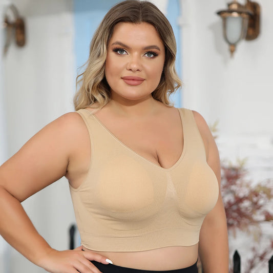 Plus Size Seamless Shaping Bra Top – Beige Comfort Fit