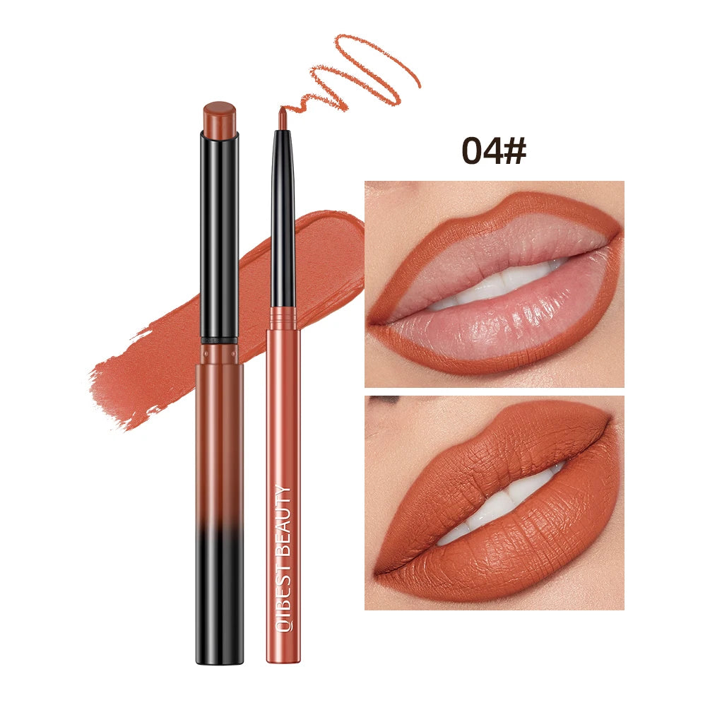 2pcs Lipstick Lipliner Pen Set Matte Waterproof Lip Liner Pencil Contour Makeup Sexy Red Lip Stick Long Lasting Cosmetics Beauty