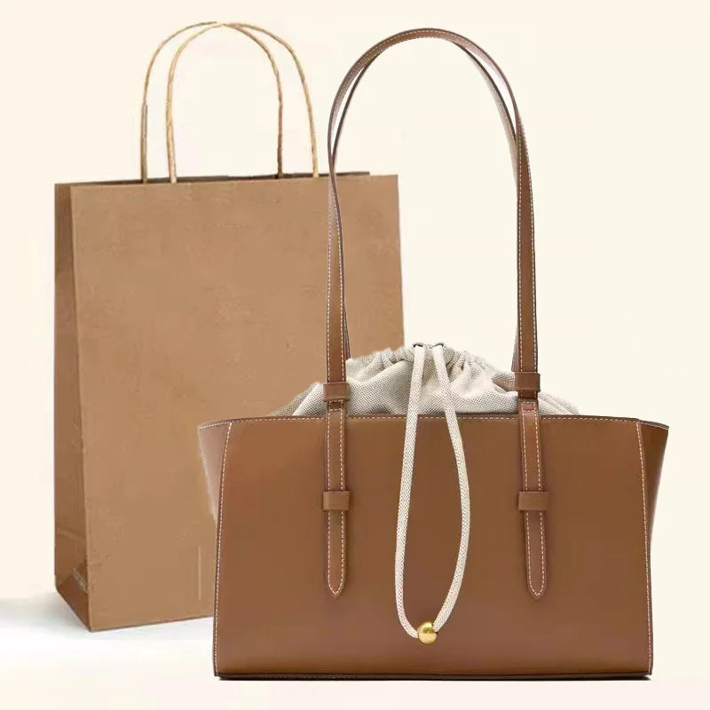 Structured Tote Bag with Drawstring Pouch – Elegant & Versatile