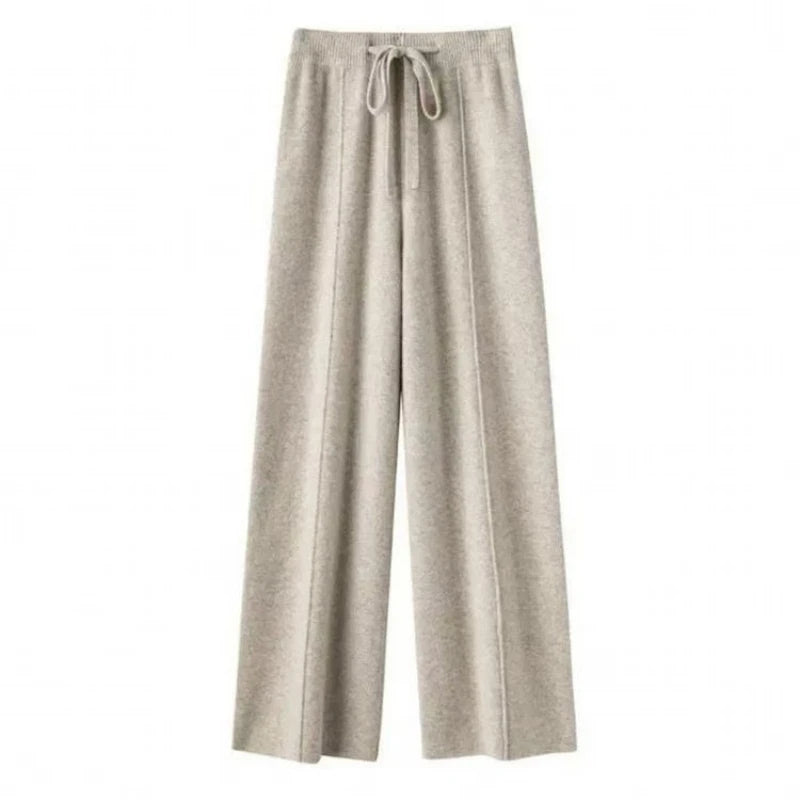 Beige Knit Loungewear Set – Hoodie & Wide-Leg Pants