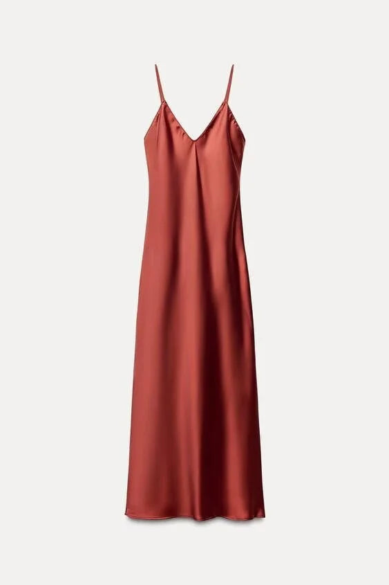 Silky Satin Slip Dress with Spaghetti Straps – Multiple Colors