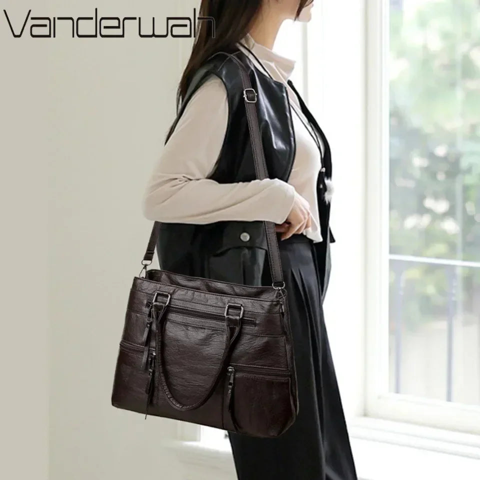 Classic Synthetic Leather Tote Handbag – Elegant & Functional Design
