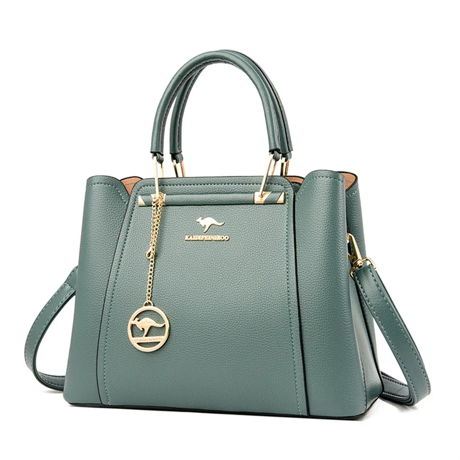 Elegant Black Structured Handbag – Gold Accent Tote by Vanderwah
