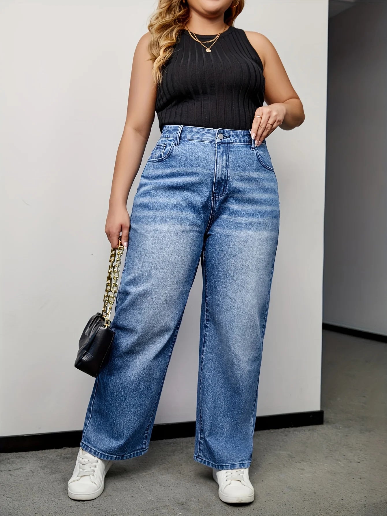 High-Waisted Wide-Leg Denim Jeans – Casual & Comfortable